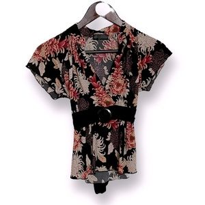 Floral Belted Wrap Blouse | Sz: Sm Petite